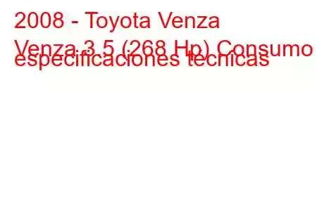 2008 - Toyota Venza
Venza 3.5 (268 Hp) Consumo y especificaciones técnicas