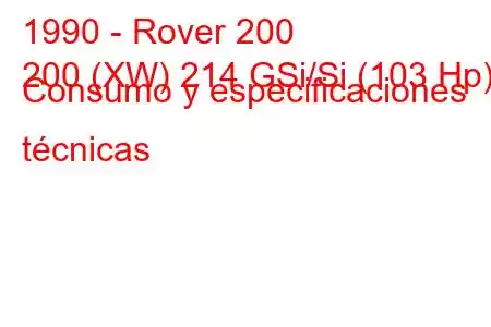 1990 - Rover 200
200 (XW) 214 GSi/Si (103 Hp) Consumo y especificaciones técnicas