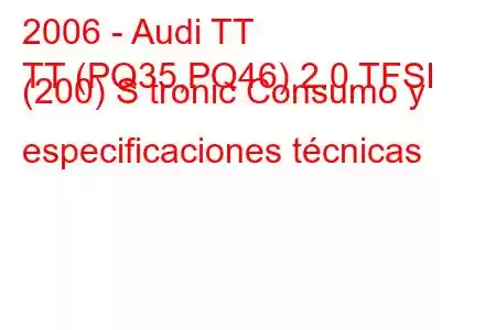 2006 - Audi TT
TT (PQ35,PQ46) 2.0 TFSI (200) S tronic Consumo y especificaciones técnicas