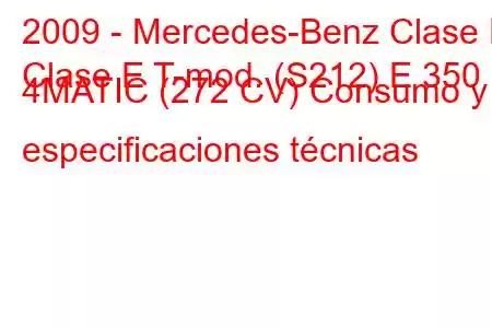 2009 - Mercedes-Benz Clase E
Clase E T-mod. (S212) E 350 4MATIC (272 CV) Consumo y especificaciones técnicas