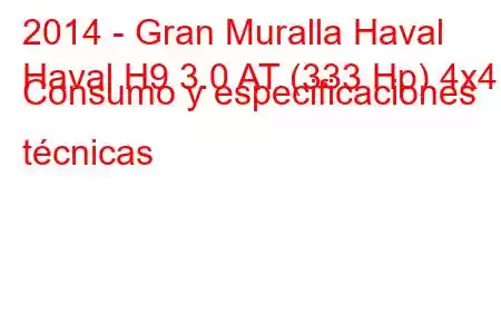 2014 - Gran Muralla Haval
Haval H9 3.0 AT (333 Hp) 4x4 Consumo y especificaciones técnicas