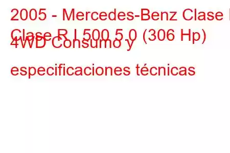 2005 - Mercedes-Benz Clase R
Clase R I 500 5.0 (306 Hp) 4WD Consumo y especificaciones técnicas