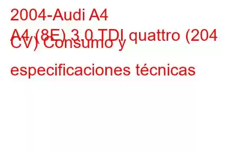 2004-Audi A4
A4 (8E) 3.0 TDI quattro (204 CV) Consumo y especificaciones técnicas