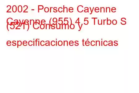 2002 - Porsche Cayenne
Cayenne (955) 4.5 Turbo S (521) Consumo y especificaciones técnicas