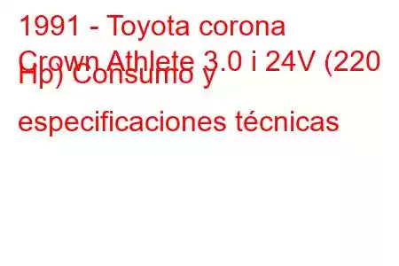 1991 - Toyota corona
Crown Athlete 3.0 i 24V (220 Hp) Consumo y especificaciones técnicas