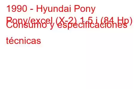 1990 - Hyundai Pony
Pony/excel (X-2) 1.5 i (84 Hp) Consumo y especificaciones técnicas