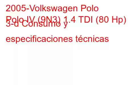 2005-Volkswagen Polo
Polo IV (9N3) 1.4 TDI (80 Hp) 3-d Consumo y especificaciones técnicas