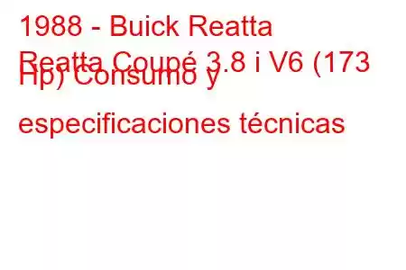 1988 - Buick Reatta
Reatta Coupé 3.8 i V6 (173 Hp) Consumo y especificaciones técnicas