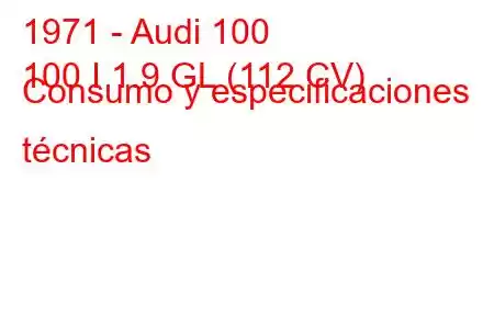 1971 - Audi 100
100 I 1.9 GL (112 CV) Consumo y especificaciones técnicas