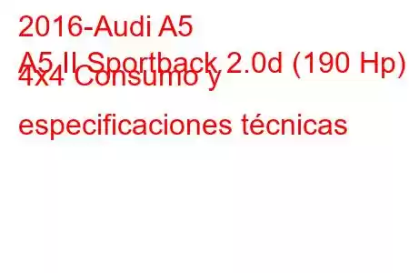 2016-Audi A5
A5 II Sportback 2.0d (190 Hp) 4x4 Consumo y especificaciones técnicas