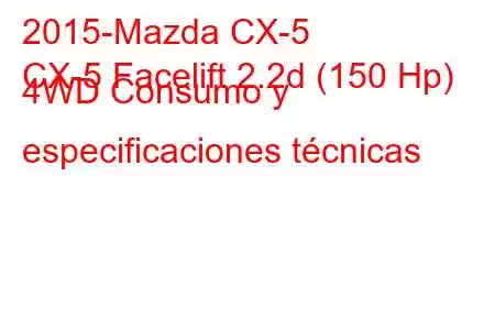 2015-Mazda CX-5
CX-5 Facelift 2.2d (150 Hp) 4WD Consumo y especificaciones técnicas