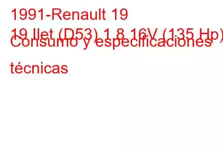 1991-Renault 19
19 Ilet (D53) 1.8 16V (135 Hp) Consumo y especificaciones técnicas