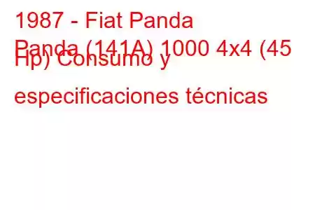 1987 - Fiat Panda
Panda (141A) 1000 4x4 (45 Hp) Consumo y especificaciones técnicas