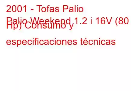 2001 - Tofas Palio
Palio Weekend 1.2 i 16V (80 Hp) Consumo y especificaciones técnicas