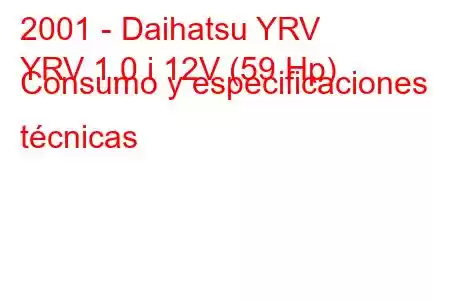 2001 - Daihatsu YRV
YRV 1.0 i 12V (59 Hp) Consumo y especificaciones técnicas