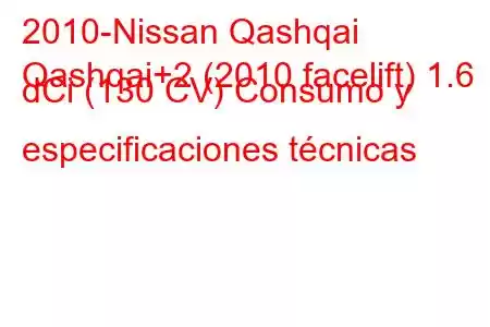 2010-Nissan Qashqai
Qashqai+2 (2010 facelift) 1.6 dCi (130 CV) Consumo y especificaciones técnicas