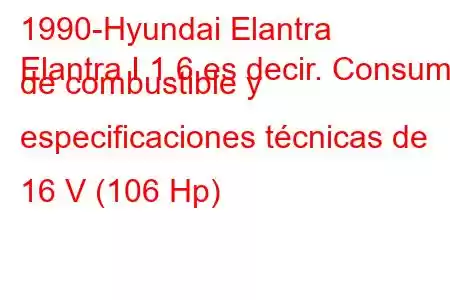 1990-Hyundai Elantra
Elantra I 1.6 es decir. Consumo de combustible y especificaciones técnicas de 16 V (106 Hp)