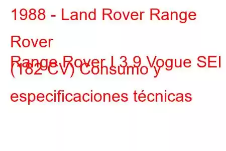 1988 - Land Rover Range Rover
Range Rover I 3.9 Vogue SEI (182 CV) Consumo y especificaciones técnicas