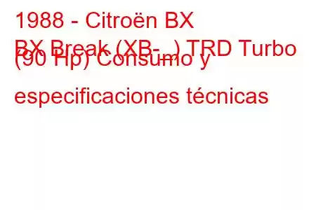 1988 - Citroën BX
BX Break (XB-_) TRD Turbo (90 Hp) Consumo y especificaciones técnicas