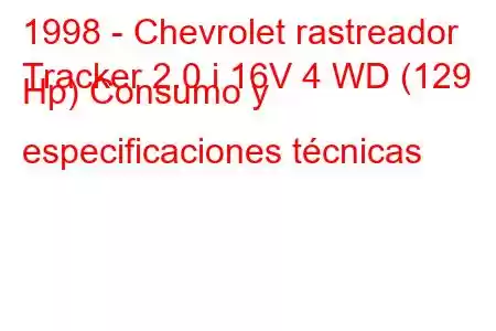 1998 - Chevrolet rastreador
Tracker 2.0 i 16V 4 WD (129 Hp) Consumo y especificaciones técnicas