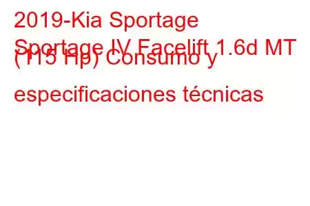 2019-Kia Sportage
Sportage IV Facelift 1.6d MT (115 Hp) Consumo y especificaciones técnicas