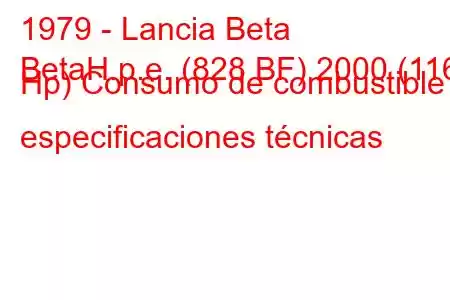 1979 - Lancia Beta
BetaH.p.e. (828 BF) 2000 (116 Hp) Consumo de combustible y especificaciones técnicas