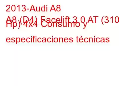 2013-Audi A8
A8 (D4) Facelift 3.0 AT (310 Hp) 4x4 Consumo y especificaciones técnicas