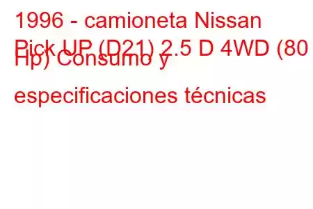 1996 - camioneta Nissan
Pick UP (D21) 2.5 D 4WD (80 Hp) Consumo y especificaciones técnicas