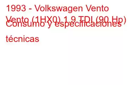 1993 - Volkswagen Vento
Vento (1HX0) 1.9 TDI (90 Hp) Consumo y especificaciones técnicas