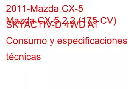 2011-Mazda CX-5
Mazda CX-5 2.2 (175 CV) SKYACTIV-D 4WD AT Consumo y especificaciones técnicas