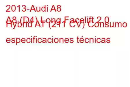 2013-Audi A8
A8 (D4) Long Facelift 2.0 Hybrid AT (211 CV) Consumo y especificaciones técnicas