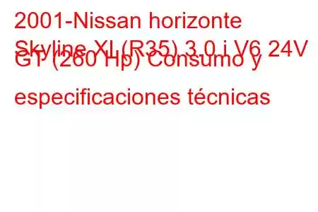 2001-Nissan horizonte
Skyline XI (R35) 3.0 i V6 24V GT (260 Hp) Consumo y especificaciones técnicas