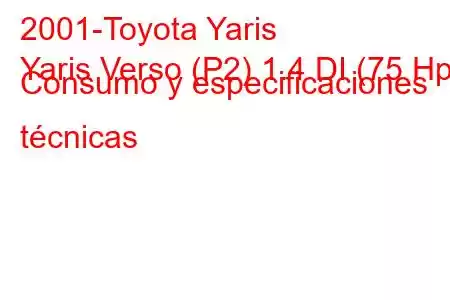 2001-Toyota Yaris
Yaris Verso (P2) 1.4 DI (75 Hp) Consumo y especificaciones técnicas