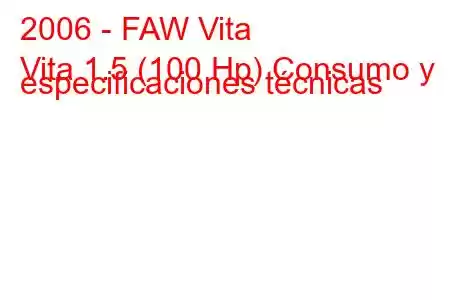 2006 - FAW Vita
Vita 1.5 (100 Hp) Consumo y especificaciones técnicas