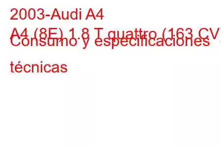 2003-Audi A4
A4 (8E) 1.8 T quattro (163 CV) Consumo y especificaciones técnicas