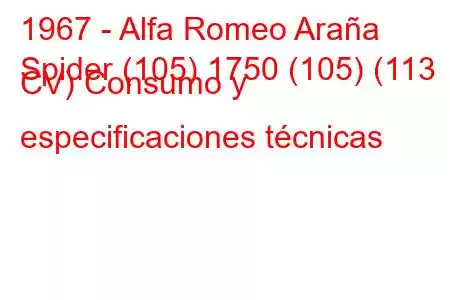 1967 - Alfa Romeo Araña
Spider (105) 1750 (105) (113 CV) Consumo y especificaciones técnicas