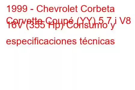 1999 - Chevrolet Corbeta
Corvette Coupé (YY) 5.7 i V8 16V (355 Hp) Consumo y especificaciones técnicas