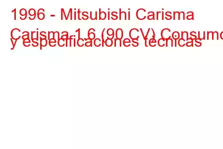 1996 - Mitsubishi Carisma
Carisma 1.6 (90 CV) Consumo y especificaciones técnicas