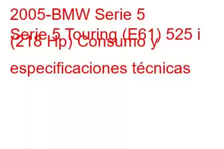 2005-BMW Serie 5
Serie 5 Touring (E61) 525 i (218 Hp) Consumo y especificaciones técnicas