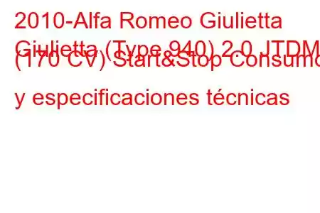 2010-Alfa Romeo Giulietta
Giulietta (Type 940) 2.0 JTDM (170 CV) Start&Stop Consumo y especificaciones técnicas