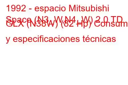 1992 - espacio Mitsubishi
Space (N3_W,N4_W) 2.0 TD GLX (N38W) (82 Hp) Consumo y especificaciones técnicas