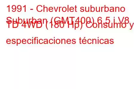 1991 - Chevrolet suburbano
Suburban (GMT400) 6.5 i V8 TD 4WD (180 Hp) Consumo y especificaciones técnicas