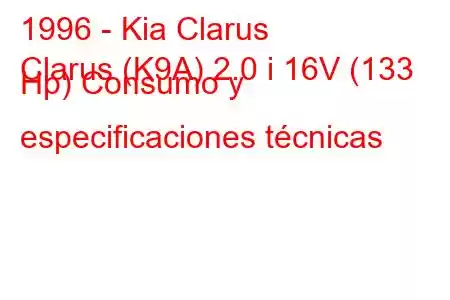 1996 - Kia Clarus
Clarus (K9A) 2.0 i 16V (133 Hp) Consumo y especificaciones técnicas