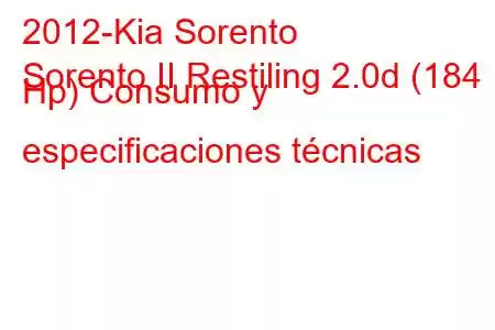 2012-Kia Sorento
Sorento II Restiling 2.0d (184 Hp) Consumo y especificaciones técnicas