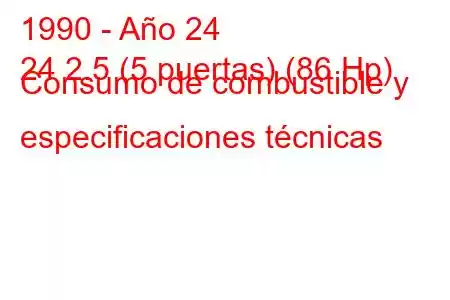 1990 - Año 24
24 2.5 (5 puertas) (86 Hp) Consumo de combustible y especificaciones técnicas