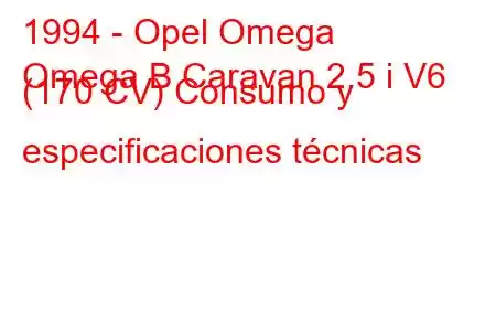 1994 - Opel Omega
Omega B Caravan 2.5 i V6 (170 CV) Consumo y especificaciones técnicas