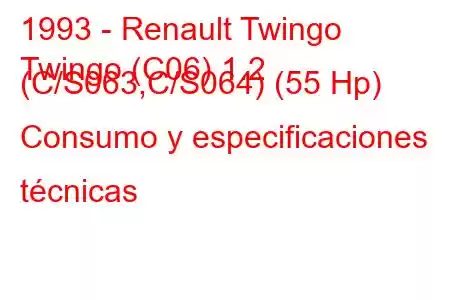 1993 - Renault Twingo
Twingo (C06) 1.2 (C/S063,C/S064) (55 Hp) Consumo y especificaciones técnicas