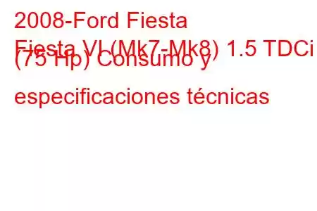 2008-Ford Fiesta
Fiesta VI (Mk7-Mk8) 1.5 TDCi (75 Hp) Consumo y especificaciones técnicas