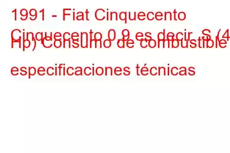 1991 - Fiat Cinquecento
Cinquecento 0,9 es decir. S (40 Hp) Consumo de combustible y especificaciones técnicas