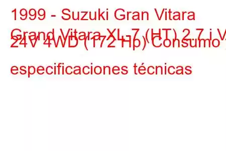 1999 - Suzuki Gran Vitara
Grand Vitara XL-7 (HT) 2.7 i V6 24V 4WD (172 Hp) Consumo y especificaciones técnicas